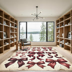Vintage Burgundy Ribbon Bow Collection Rug