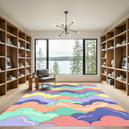 Vibrant Multicolored Cloud Shape Layered Art Rug