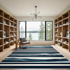 Modern Nautical Navy Blue Ocean Wave Rug
