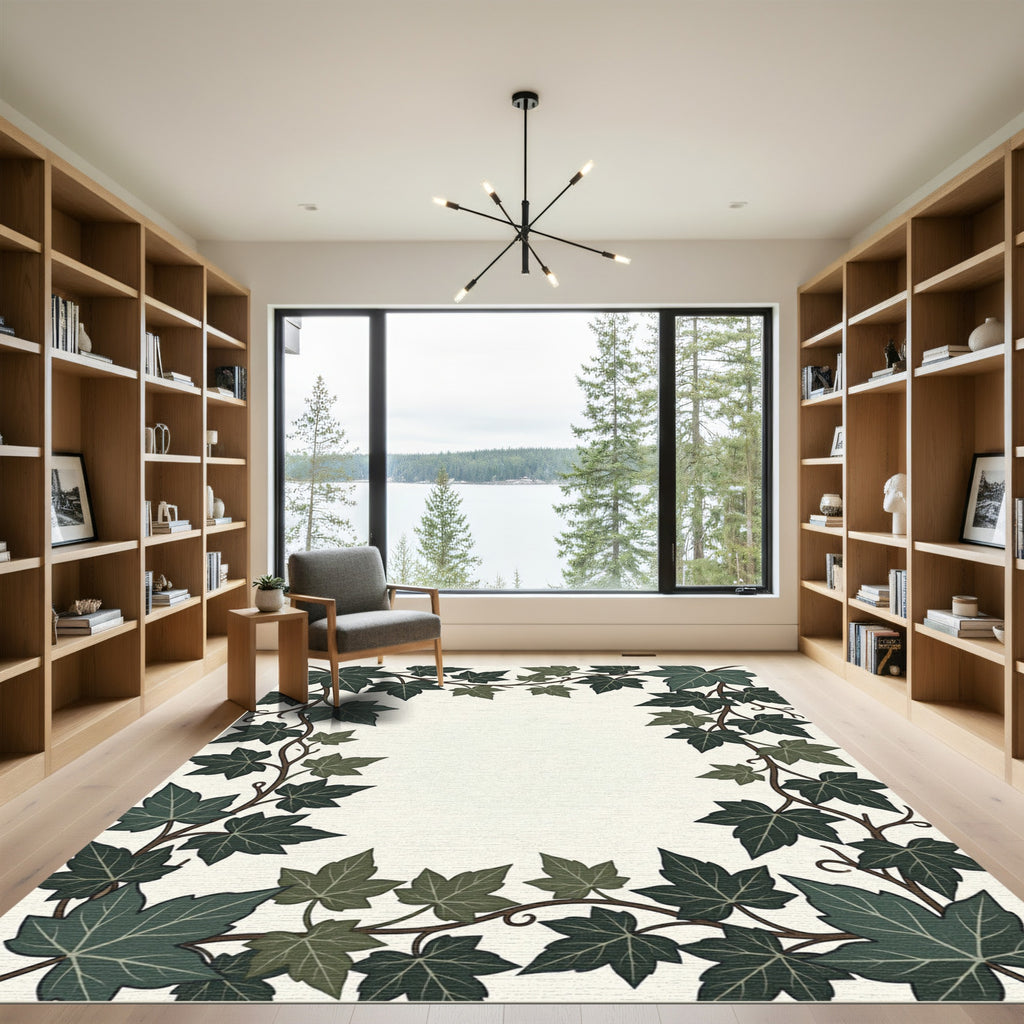 Green Ivy Vine Border Rug