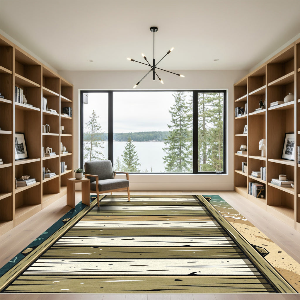 Coastal Weathered Timber Plank Rug