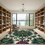 Gothic Thistle and Rose Botanical Art Rug
