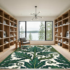 Lush Emerald Acanthus Leaf Scrollwork Rug