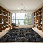 Art Deco Gray Golden Fan Rug