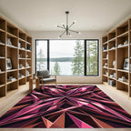 Geometric Magenta Crystal Star Art Rug