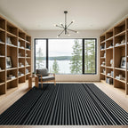 Charcoal Gray Vertical Stripe Rug