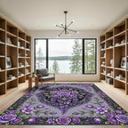 Ornate Violet Rose Victorian Scroll Rug