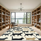 Minimalist Black and Tan Walking Cats Rug