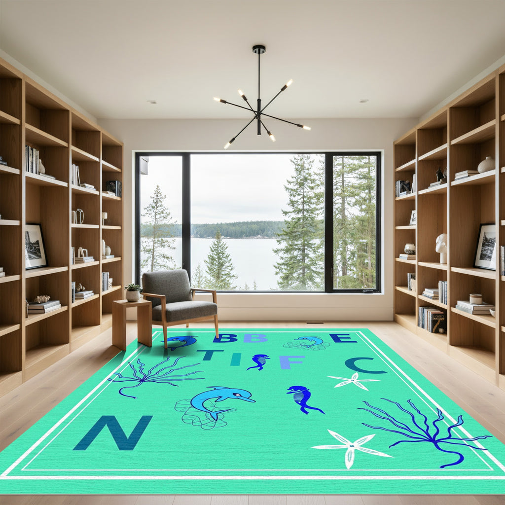 Blue Dolphin Alphabet Rug