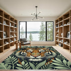 Fierce Tiger Orange Jungle Foliage Rug