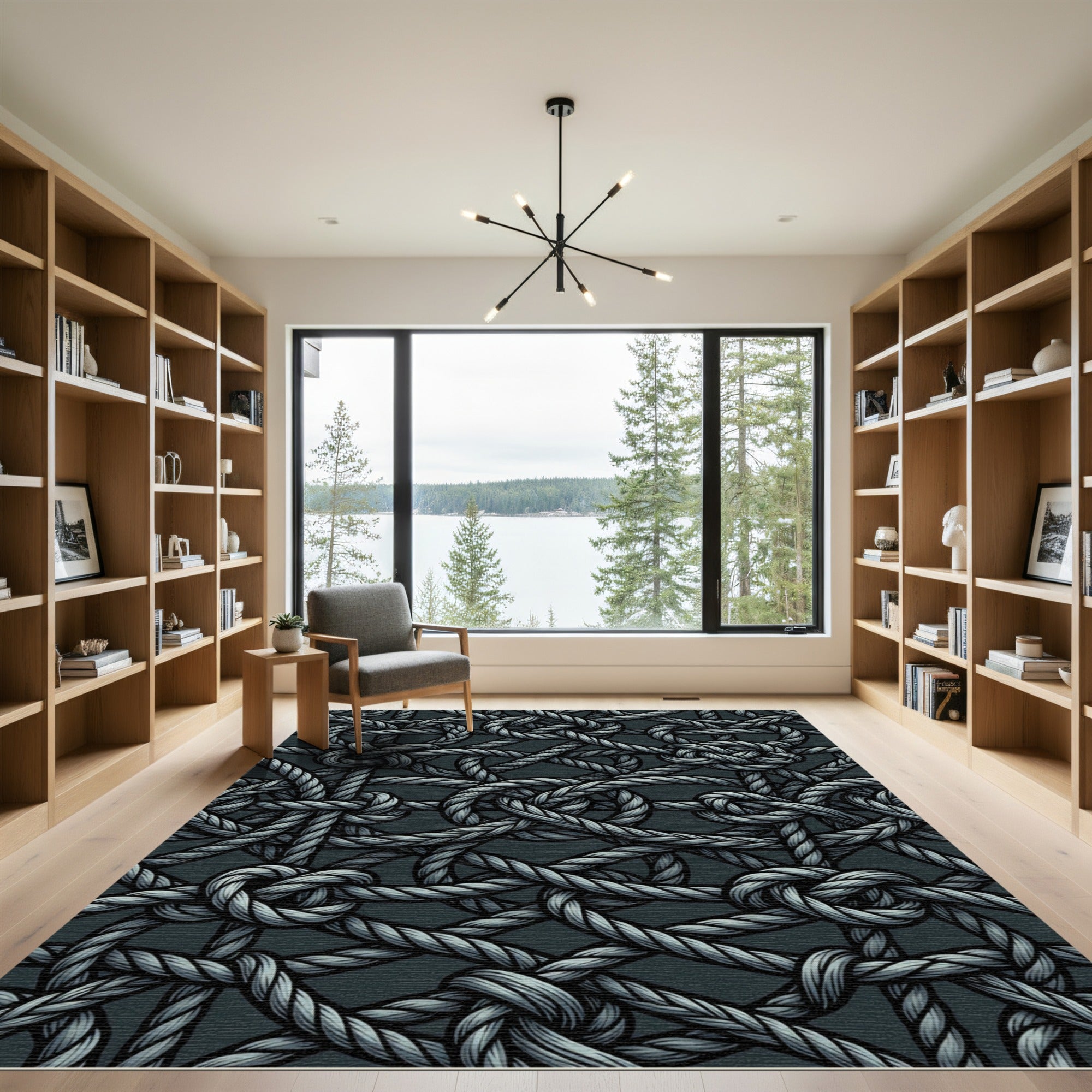 Gray Intertwined Rope Knots Rug