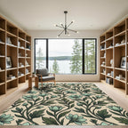 Sage Green Floral Botanical Creamsicle Rug