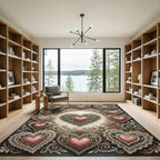 Ornate Pink Hearts Lace Border Rug