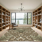 Antique Tan Rococo Acanthus Scroll Rug