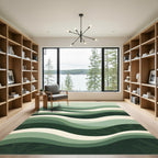 Sage Green Wavy Botanical Landscape Rug