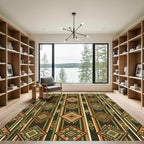 Earthy Olive Geometric Diamond Stripe Rug