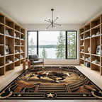 Rustic Western Bull Rodeo Scene Rug