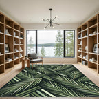 Green Tropical Palm Frond Weave Rug