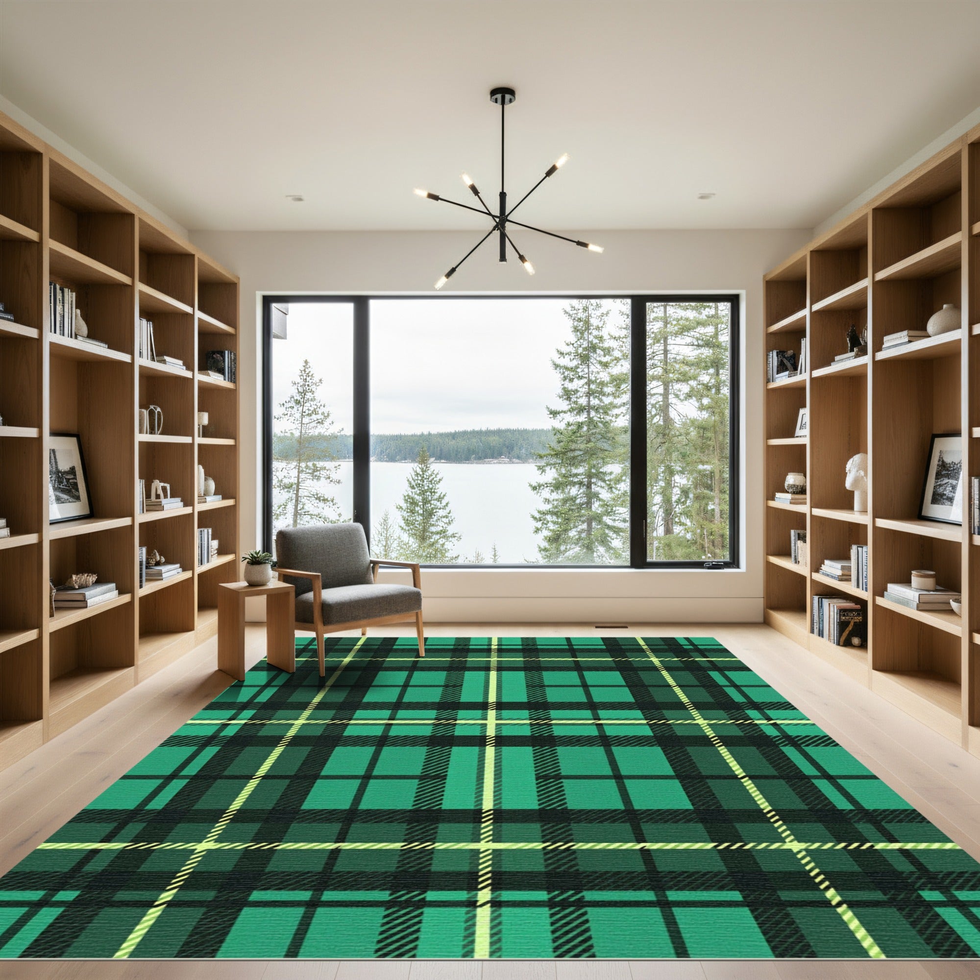 Classic Emerald Tartan Checked Plaid Rug