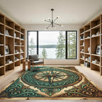 Vintage Emerald Compass Gold Scroll Rug