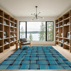 Woven Aqua And White Geometric Rug
