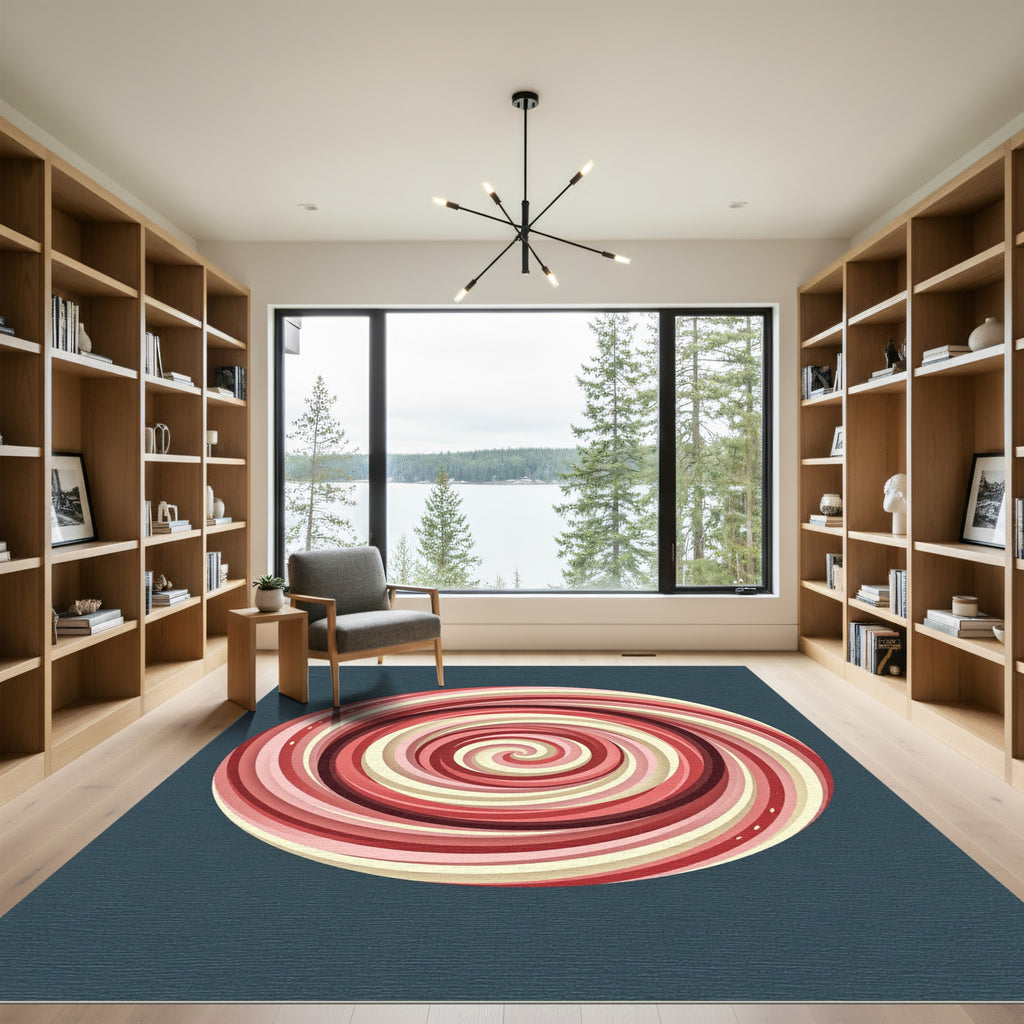 Crimson Swirl Candy Round Rug