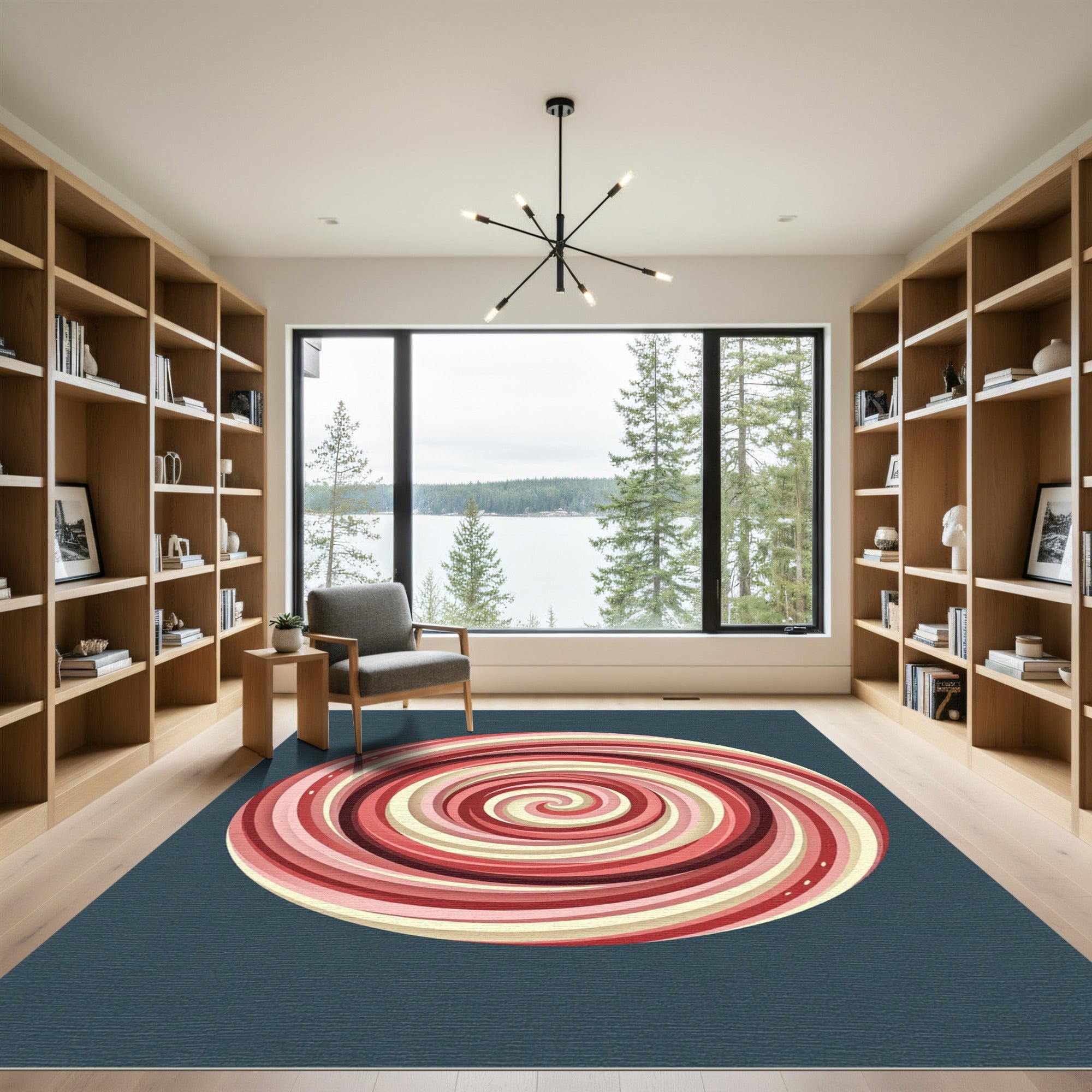 Crimson Swirl Candy Round Rug