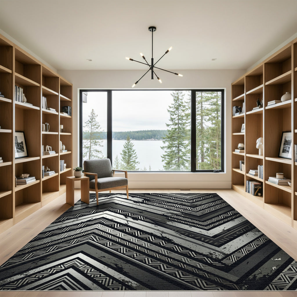 Monochromatic Zigzag Chevron Geo Rug