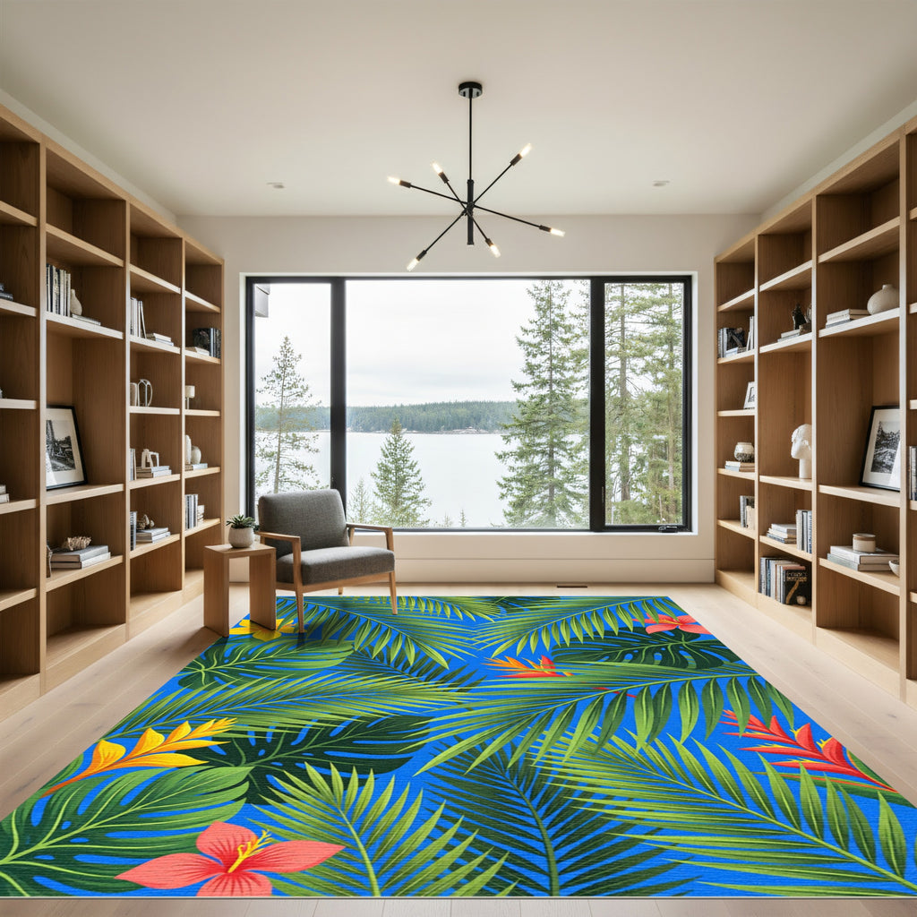 Vibrant Tropical Foliage Botanical Garden Rug