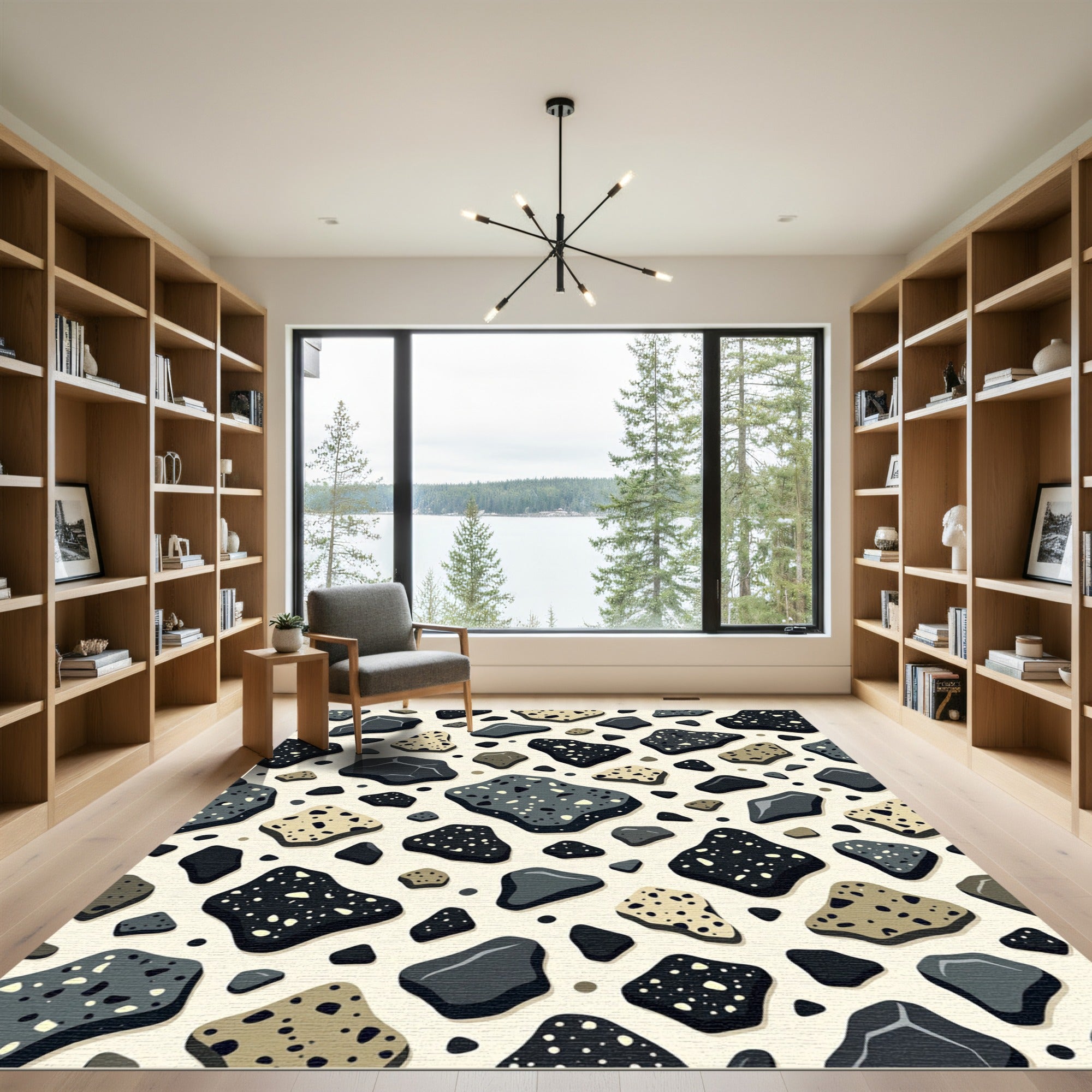 Modern Terrazzo Speckled Stone Abstract Rug