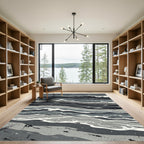 Monochromatic Abstract Ocean Waves Rug