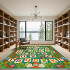 Whimsical Alphabet Woodland Creatures Garden Rug