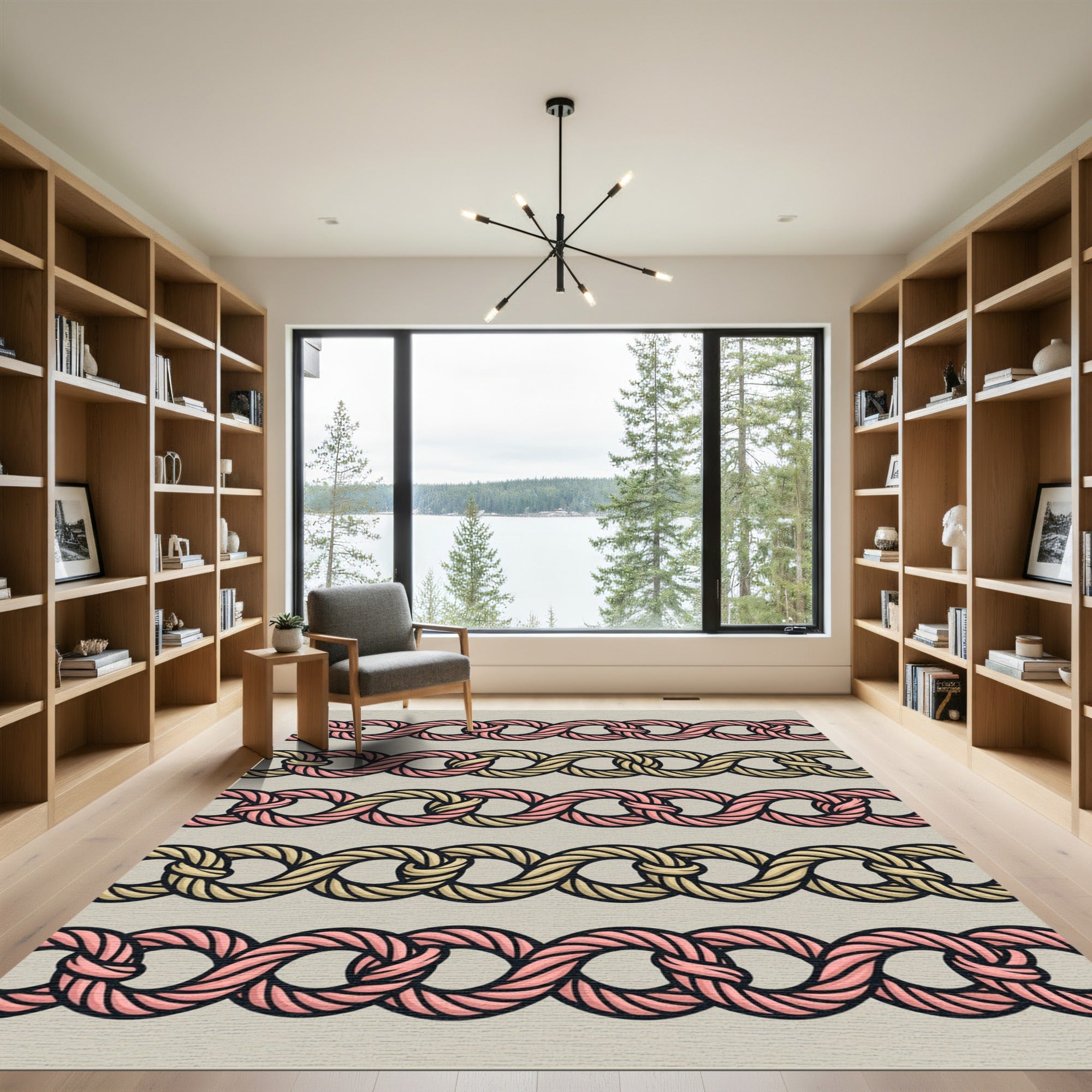 Interlocking Two-Tone Rope Chain Rug