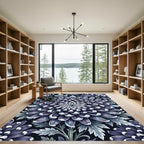 Frosty Indigo Floral Mandala Rug