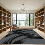 Charcoal Black Swirl Abstract Rug
