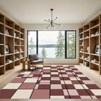 Geometric Burgundy Cream Blush Blocks Rug