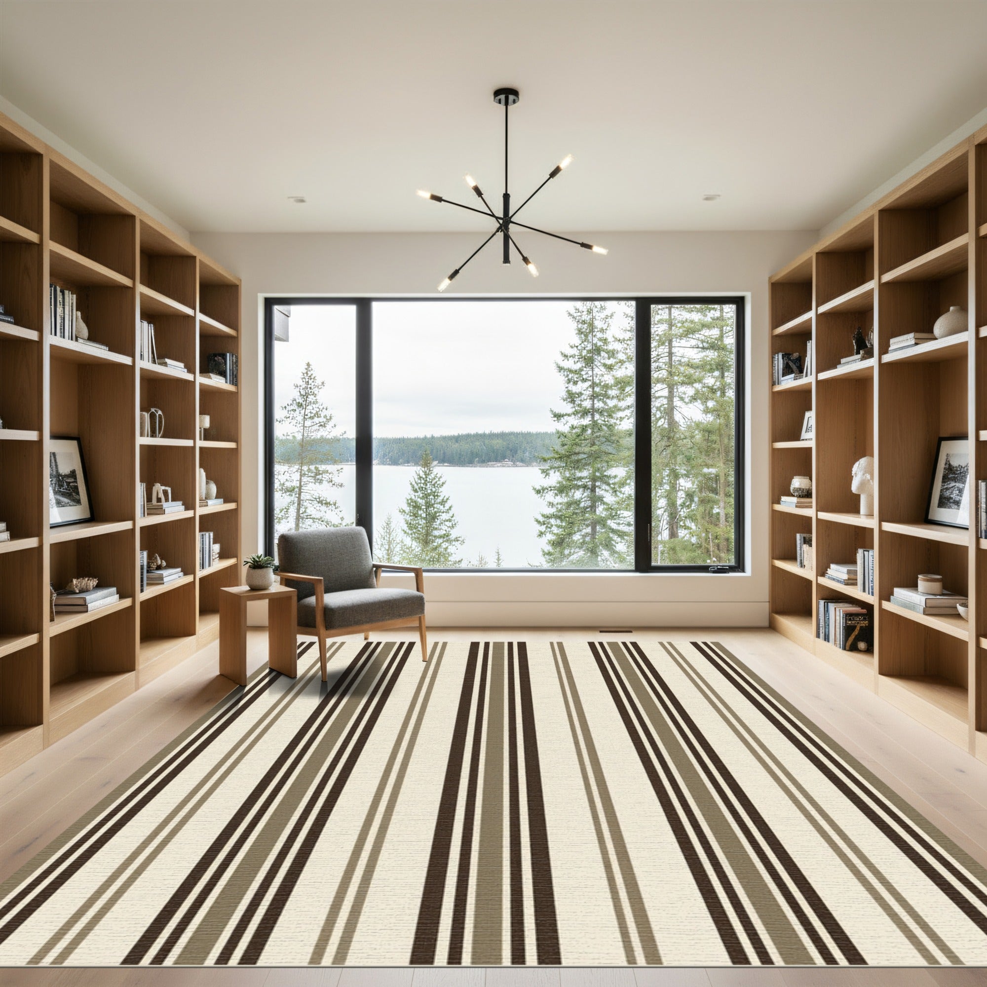 Earthy Brown Vertical Stripe Rug