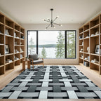 Minimalist Gray Woven Lattice Rug