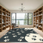 Charcoal Gray Playful Paw Animal Rug