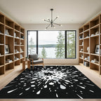 Dynamic White Splatter Burst Rug