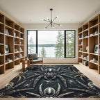 Gothic Monochrome Spider Nature Illustration Rug