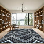 Modern Gray Chevron Mountain Peaks Rug
