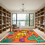 Whimsical Lion Alphabet Jungle Rug