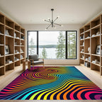 Vibrant Psychedelic Rainbow Swirl Art Rug