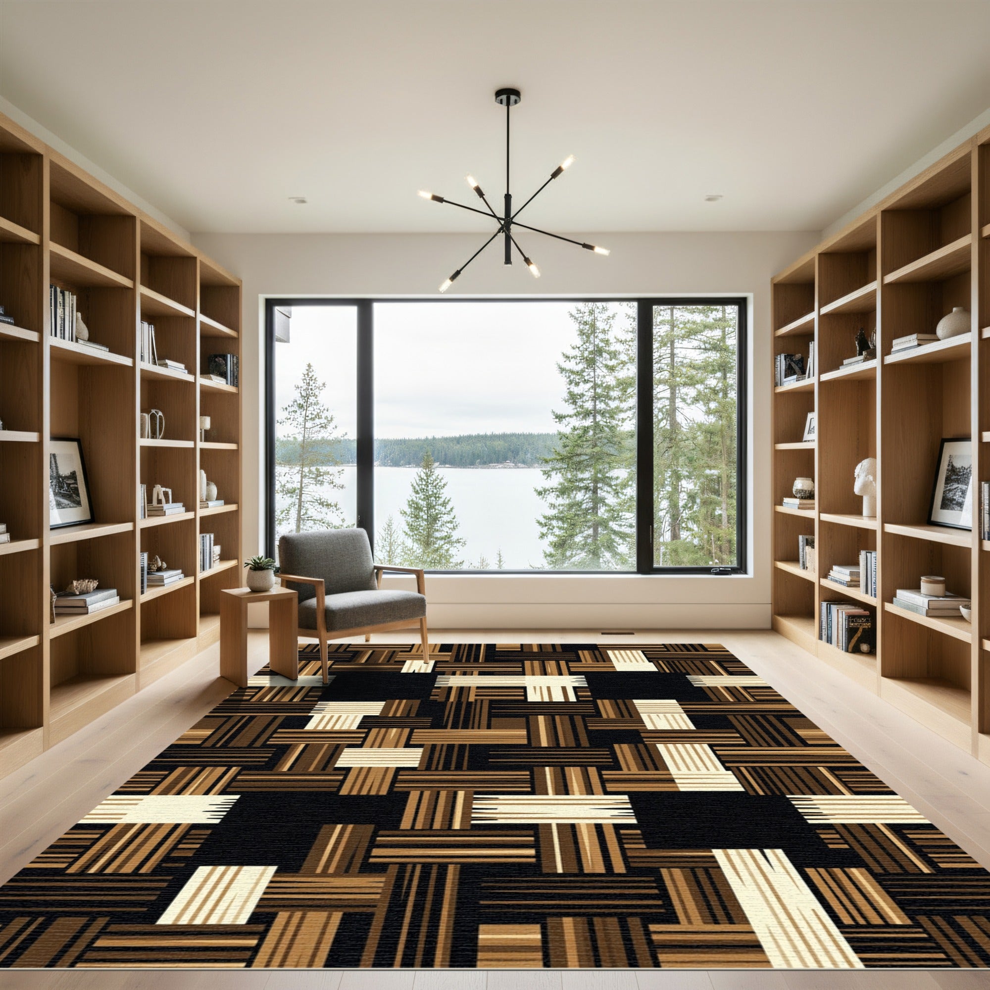 Abstract Earth Tone Woven Geometric Rug