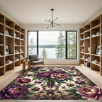 Elegant Purple Peony Floral Damask Rug