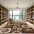 Cottage Floral Tile Earthy Terracotta Rug