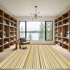 Minimalist Golden Ochre Pinstriped Rug
