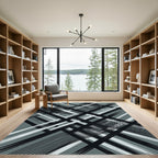 Monochromatic Abstract Geometric Linear Grid Rug