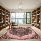 Antique Pink Floral Arabesque Rug